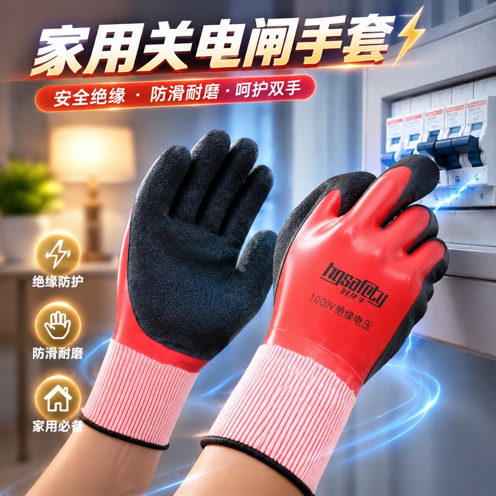 家用关电闸手套1000V绝缘防滑耐磨安全绝缘电工手套380伏透气舒适