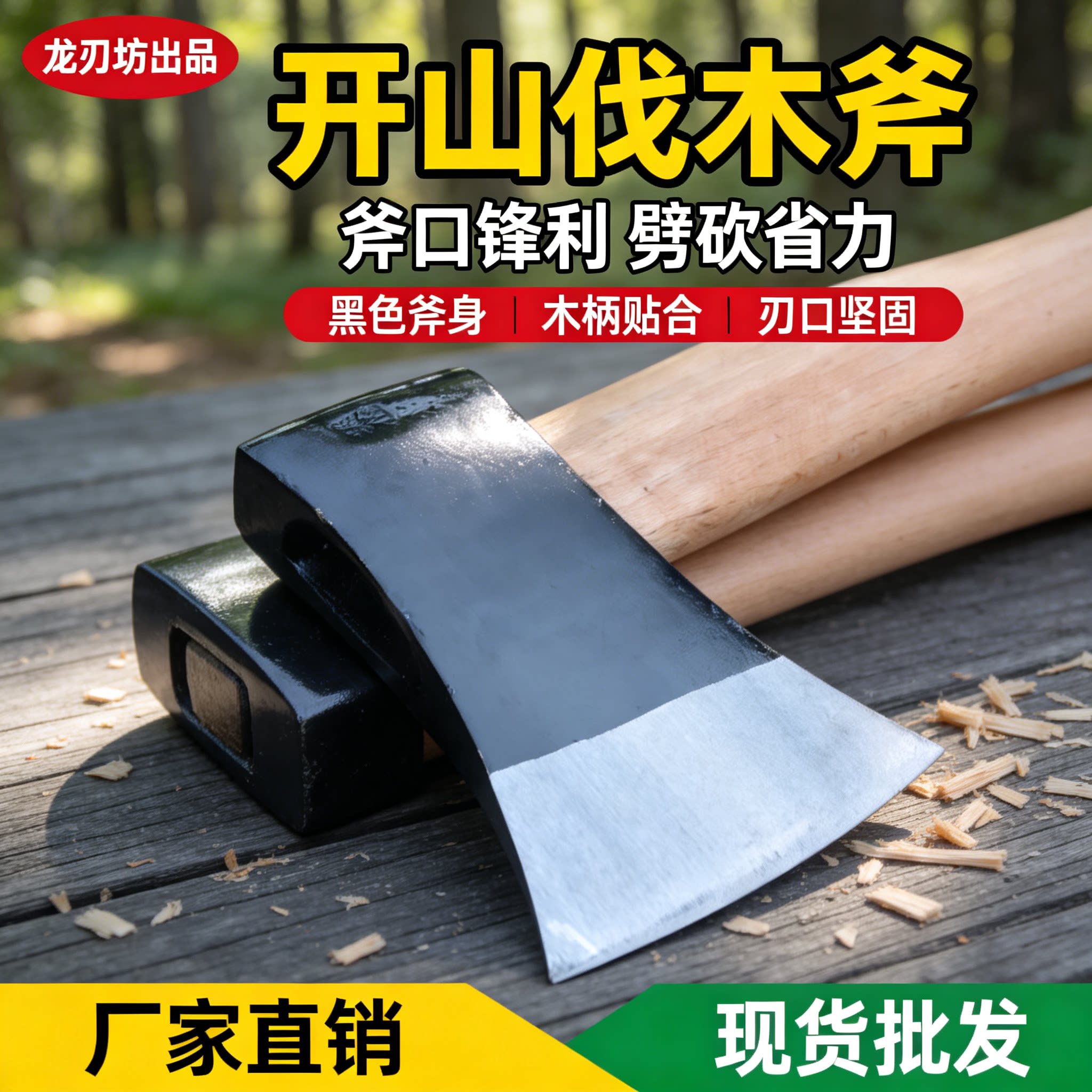户外全钢手工锻打劈柴斧头斧子砍树斧消防伐木斧家用手斧大板长柄