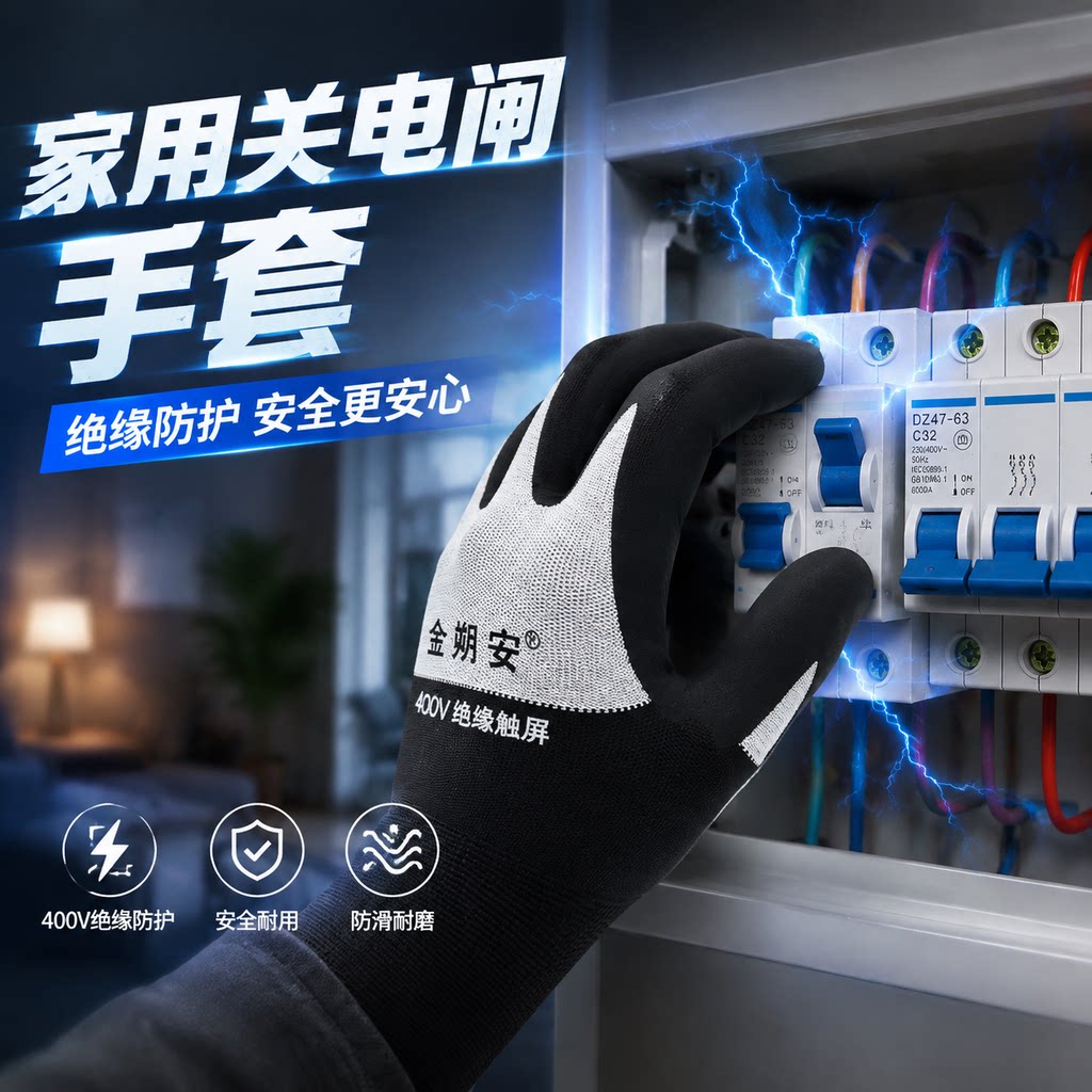 家用关电闸手套400V绝缘防滑耐磨安全绝缘电工手套380伏透气舒适