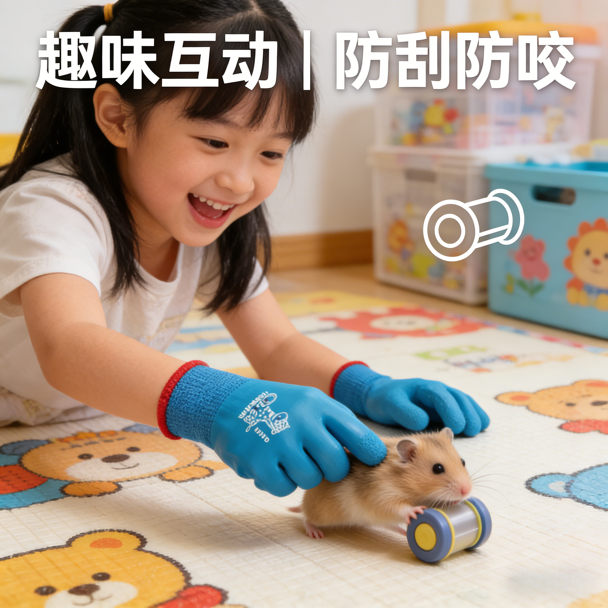 仓鼠防咬手套儿童防滑抓鼠喂食防抓防水安全防护金丝熊蜜袋鼯逗猫