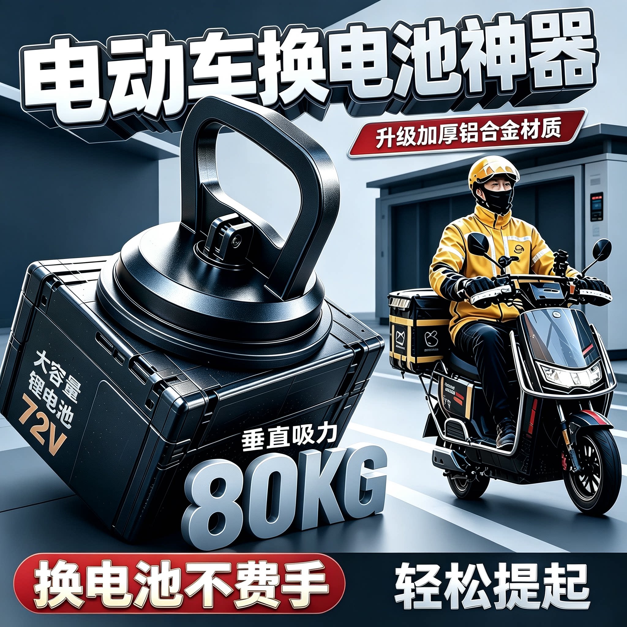 外卖换电吸盘强力重型小哈铁塔电池吸盘神器锂电九号改装通用配件