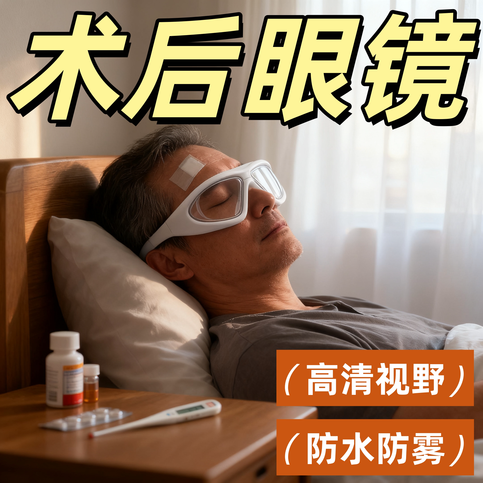 术后眼镜防飞溅防雾防水防尘防护全包围洗头洗澡白内障近视眼通用