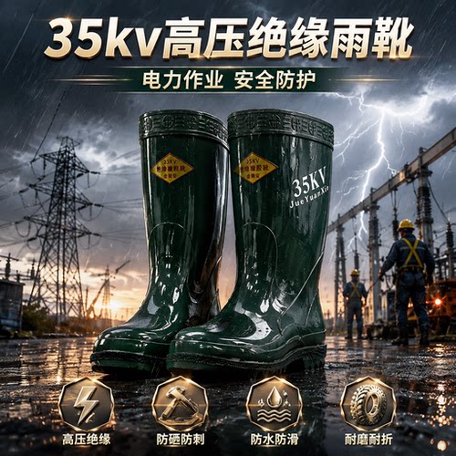 电工鞋35kv高压绝缘雨靴防水防电防滑10kv20kv25kv橡胶中筒雨靴