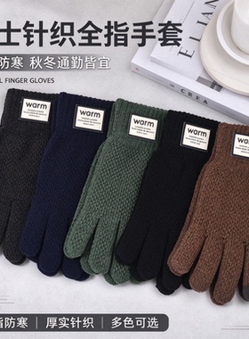 翌恺冬季男士加绒加厚触屏手套
