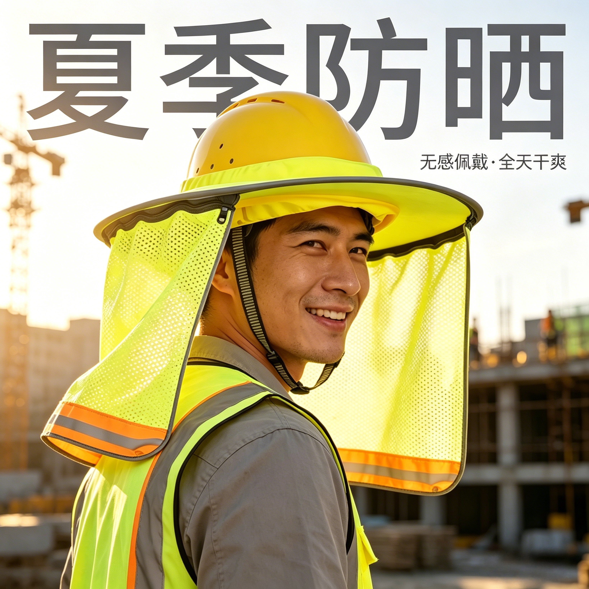 夏季透气防晒全包可折叠安全帽图片