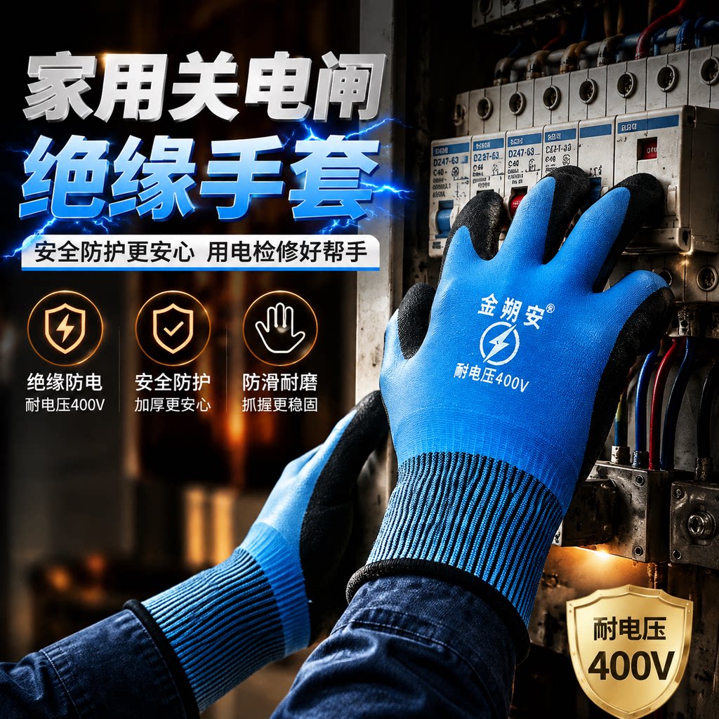 家用关电闸手套400V绝缘防滑耐磨安全绝缘电工手套380伏透气舒适