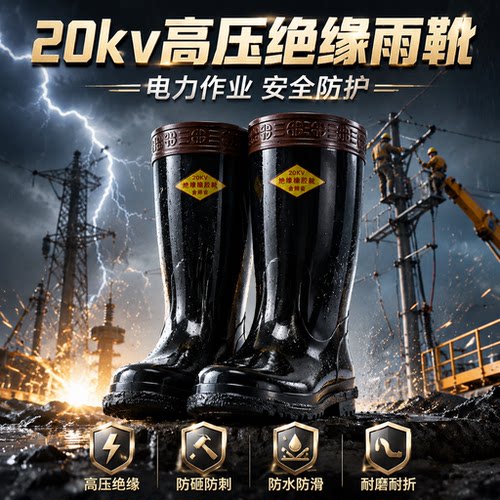 20kV高压绝缘雨靴防水防滑耐磨