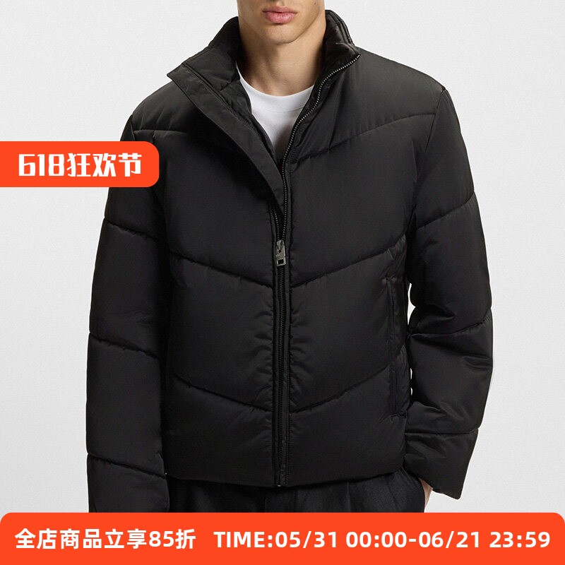 HUGO BOSS雨果博斯男款立领夹克棉服秋冬新款时尚防风运动外套