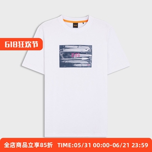 HUGO BOSS雨果博斯男款夏季新款短袖T恤休闲潮流舒适时尚印花半袖