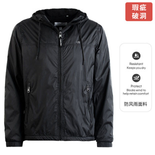 【瑕疵-破洞】calvinklein卡文克莱ck外套连帽薄绒软壳夹克男装