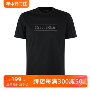 CALVIN 半袖 T恤时尚 KLEIN卡尔文克莱恩CK男银色字母圆领短袖 现货