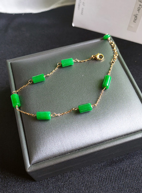 阳绿色缅甸干青翡翠14K包金注金