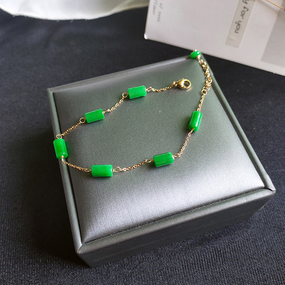 阳绿色缅甸干青翡翠14K包金注金