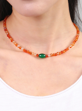 逸水红颜玛瑙女性项链锁骨链