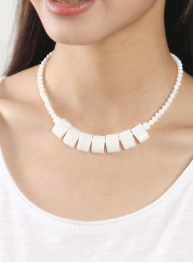 甲状腺术后遮疤项天然白石锁骨链