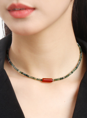 逸水红颜玛瑙女项链锁骨链