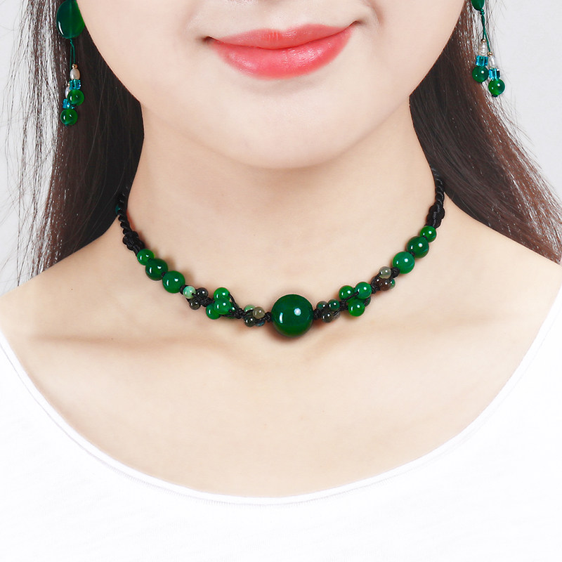 夏天脖子饰品甲状腺术后颈部遮挡疤痕项链民族风玛瑙锁骨链女短款