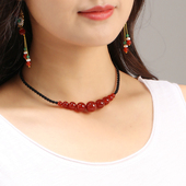 原创设计玛瑙项链女士短款 甲状腺遮疤锁骨链挡脖子疤痕颈链春夏款