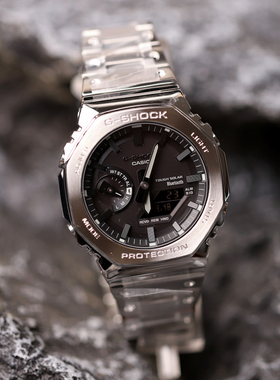 卡西欧G-SHOCK全金属农家橡树八角光能蓝牙手表银块GM-B2100D-1A