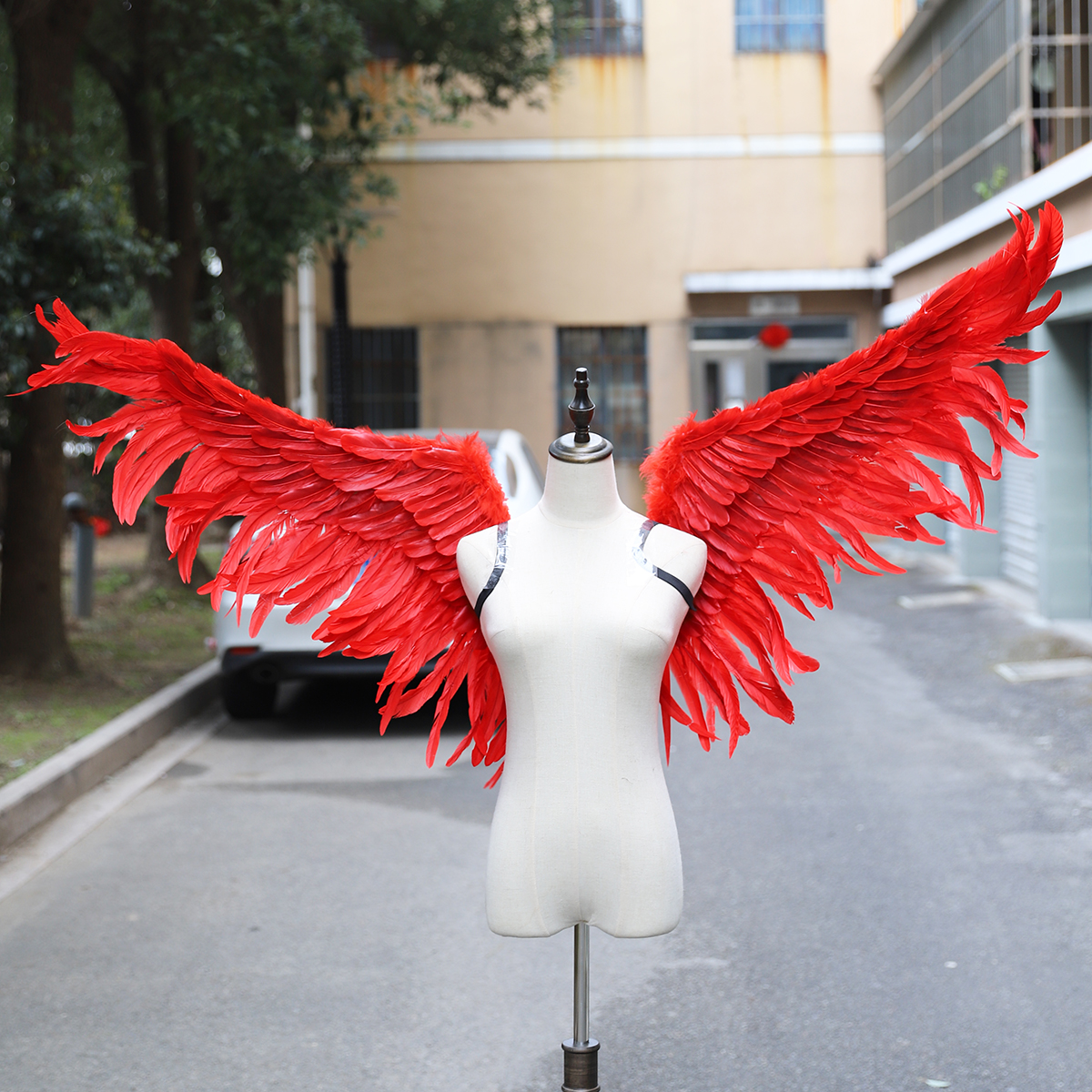 拍照寫真婚紗照紅色天使羽毛翅膀
