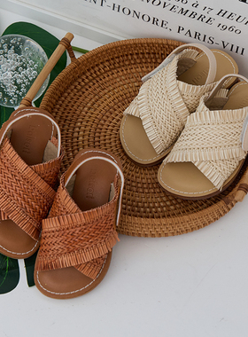 NJ童品韩国童鞋复古时尚魔术贴韩版男女儿童宝宝软底凉鞋夏 BB404