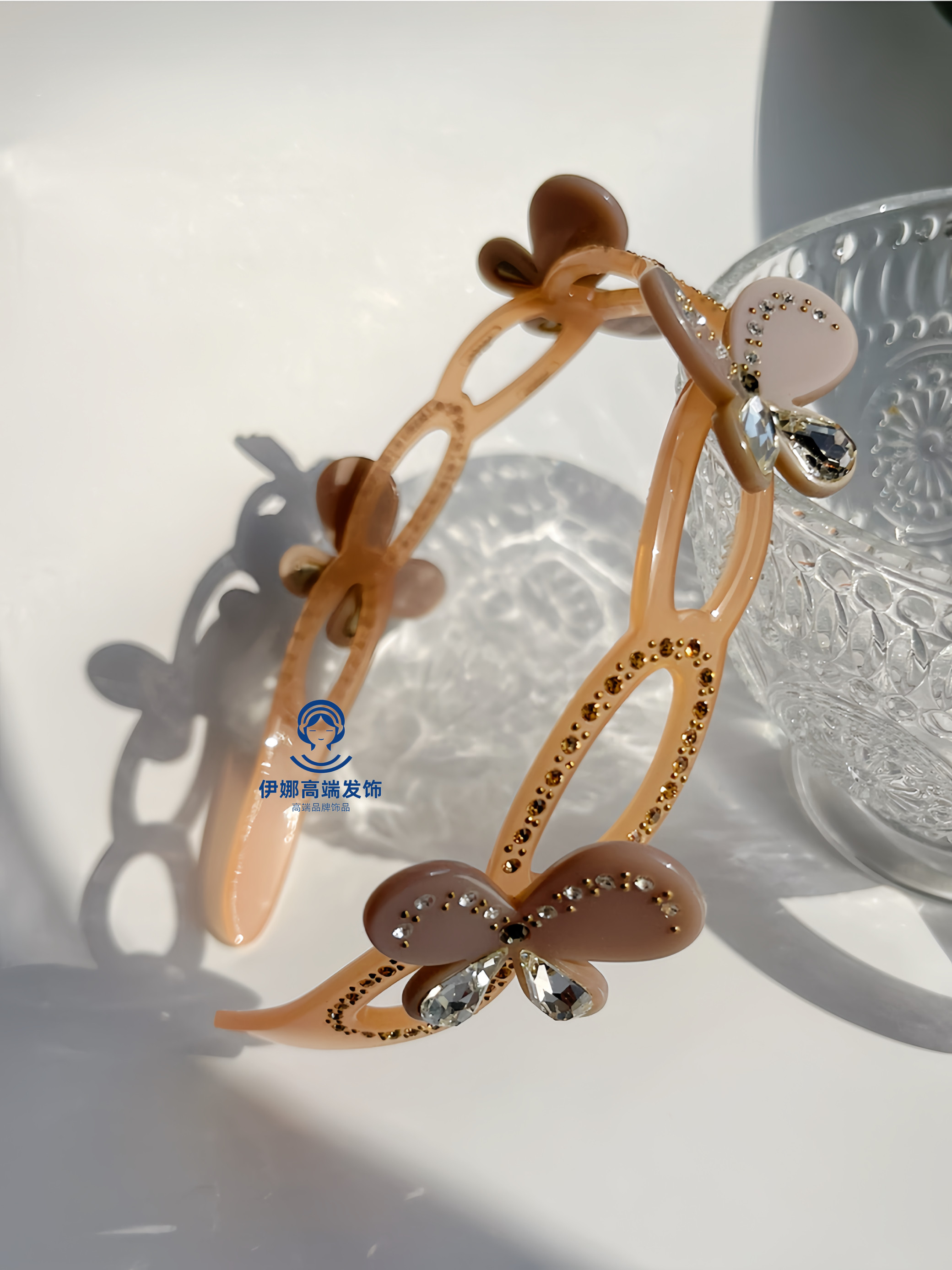 高端轻奢发箍水晶蝴蝶头箍法国亚力山大同款压发卡欧美复古公主范