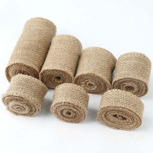 麻布条黄麻宽粗麻绳卷布料手工亚麻装饰丝带织带包边下水管布带子