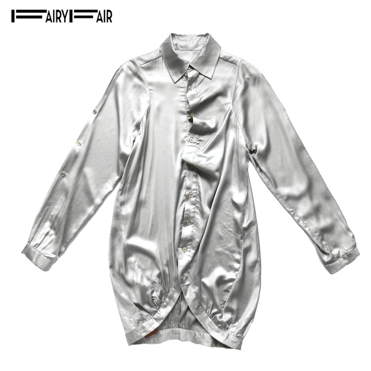 长袖衬衫FAIRYFAIR中长通勤钮扣