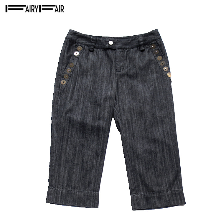 春秋款  FAIRYFAIR 专柜正品 蓝色纯棉牛仔裤七分裤女