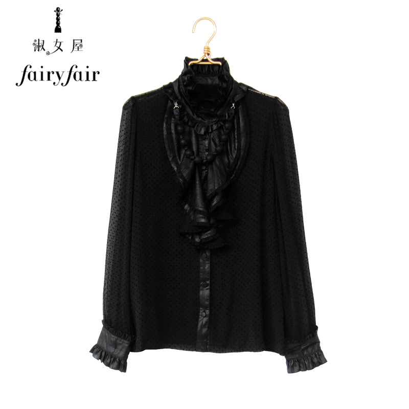 长袖雪纺衬衫FAIRYFAIR荷叶宫廷