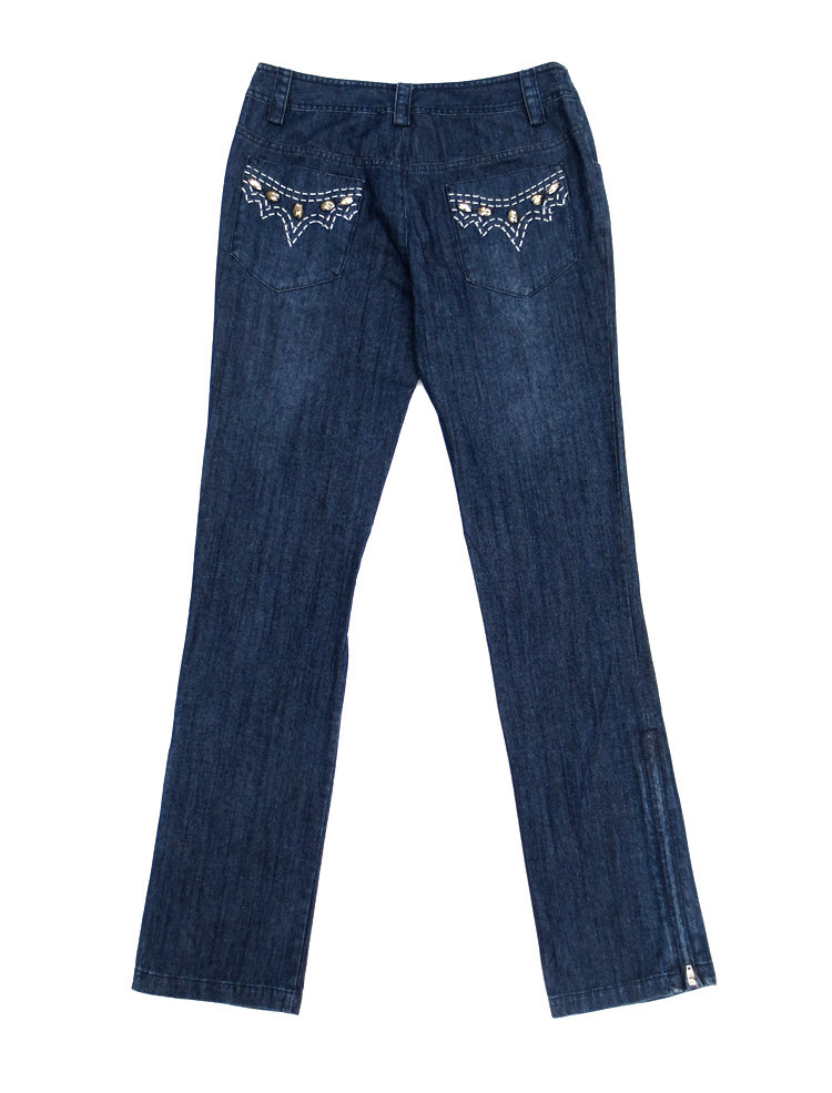 春秋款 FAIRYFAIR专柜正品 美目盼兮全棉薄款修身拉链裤脚牛仔长