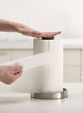 英国Joseph Joseph按压式纸巾架厨房免打孔卷纸收纳架直立式纸巾