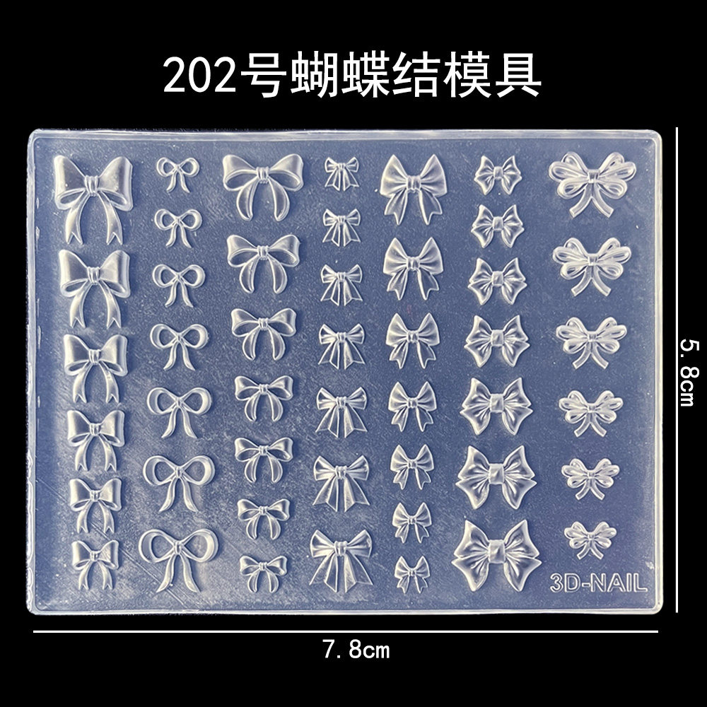 新款蝴蝶结饰品美甲硅胶雕花模具磨具蕾丝花边中式国风字母格纹
