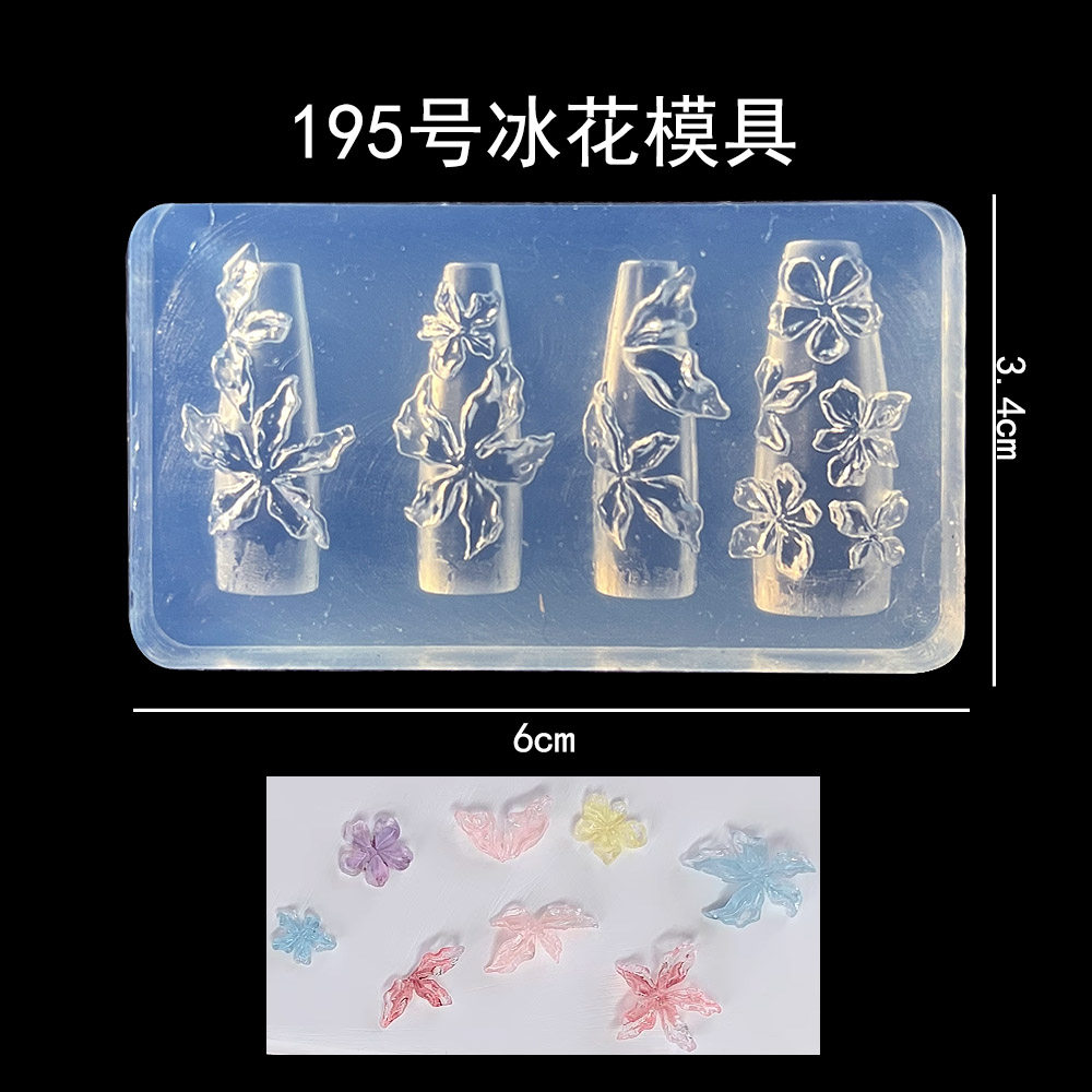 美甲百合花雕花模具硅胶新款意境冰花冰百合蝴蝶结手工模具磨具