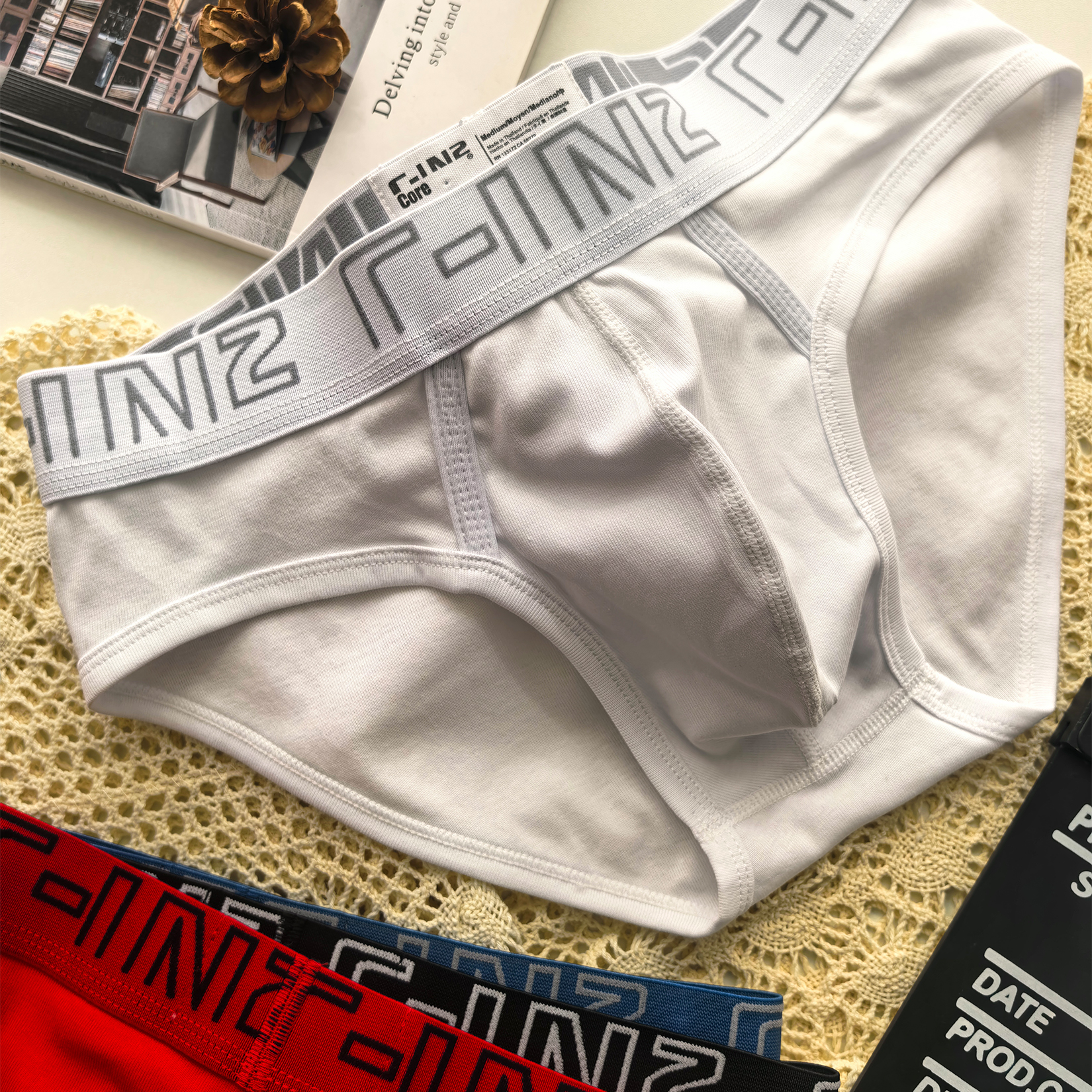 立体浮雕腰带纯棉男士商务运动三角裤吸汗干燥内裤