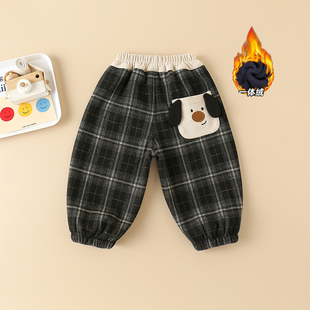 宝宝加厚冬装 男童加绒裤 一体绒卫裤 外穿儿童运动休闲裤 潮 子秋冬款