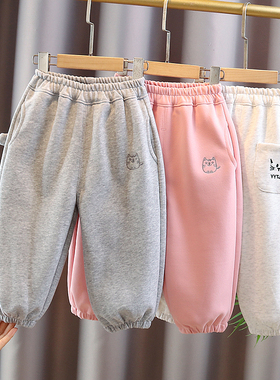 女童裤子春秋款2025新款女宝宝休闲裤洋气小童卫裤秋季儿童运动裤