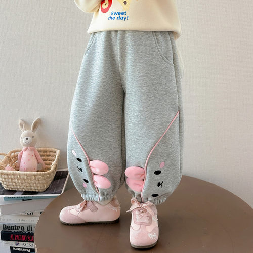 女童加绒长裤子秋冬款