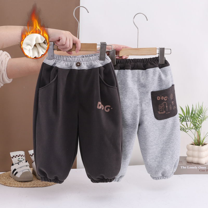 男童加绒裤子秋冬款外穿