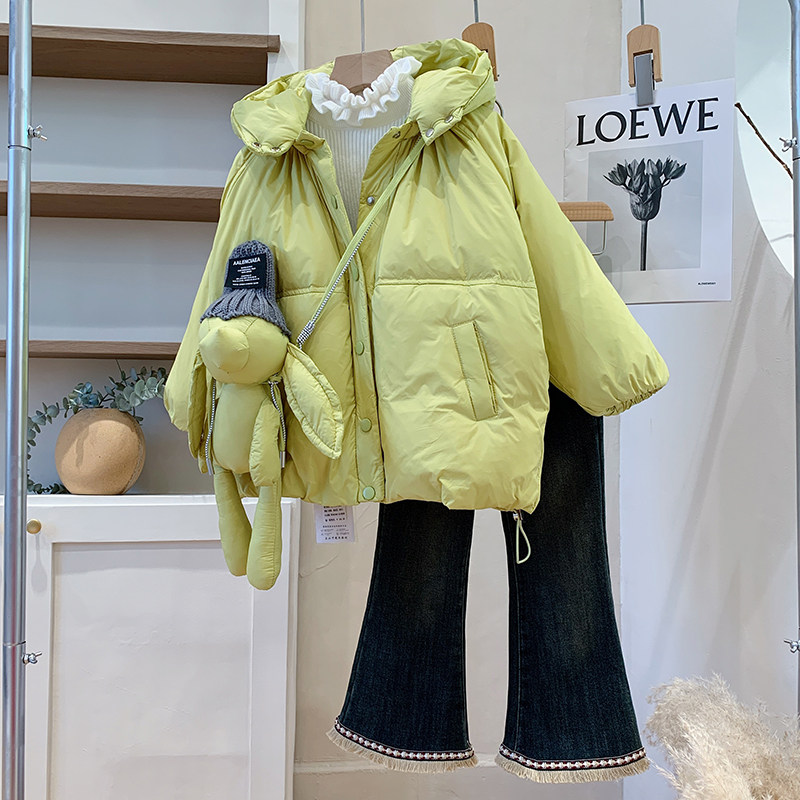 清仓  男女儿童外套冬季韩版女童洋气可爱小兔子加厚羽绒服宝宝