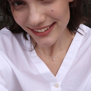 精致清冷感通体纯银 迷你天然珍珠进口s925银珠链项链温柔锁骨链