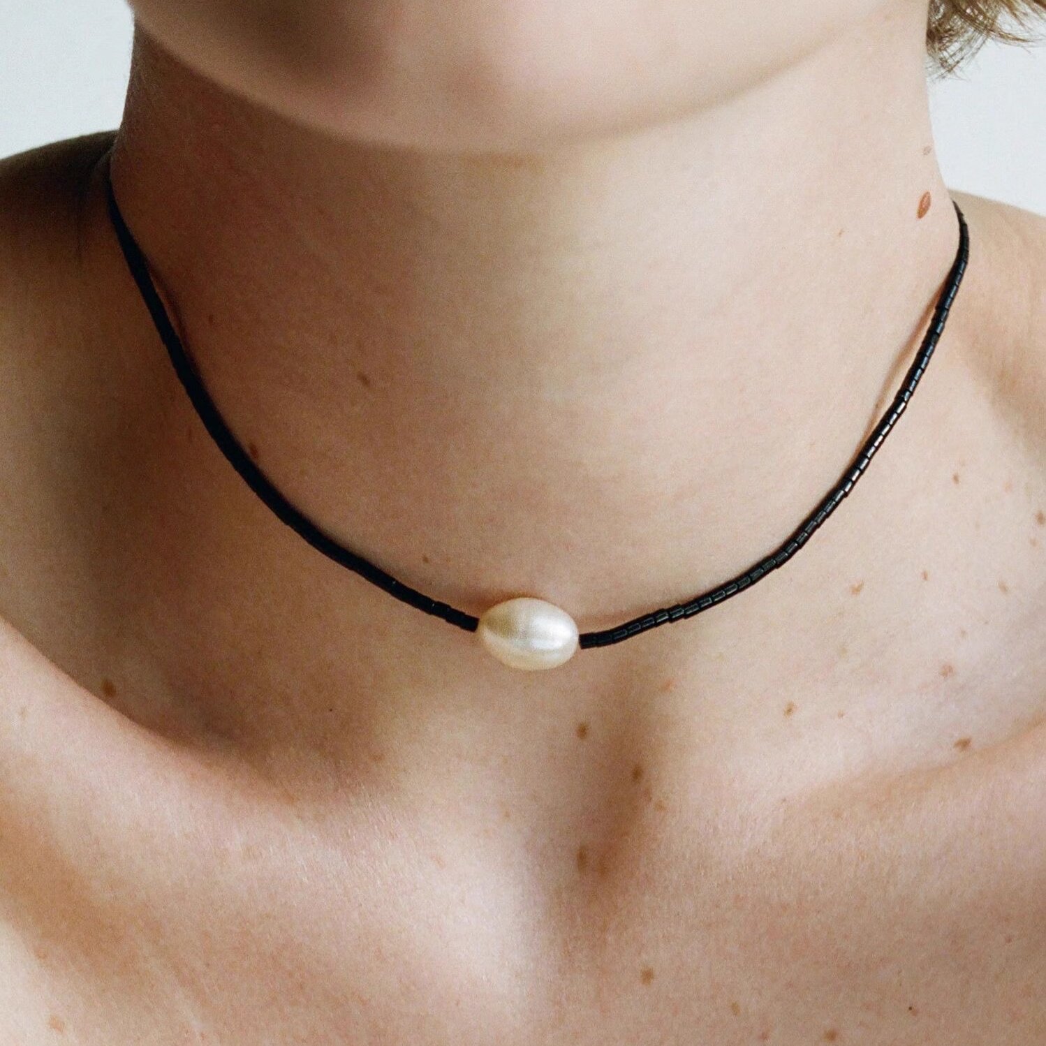 天然玛瑙单颗淡水珍珠项链