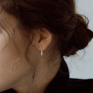 Noble Lady925纯银针水滴耳钉女极简设计高级耳饰简约日常耳环