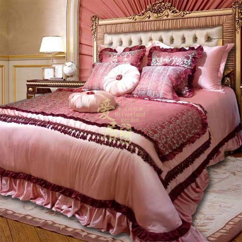 婚庆欧式床上用品多件套装奢华样板间结婚豪华法式家居大红色床品