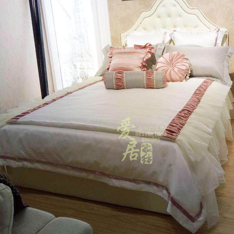 欧式公主房床上用品多件套样板房女孩蕾丝床品套装样板间软装定制