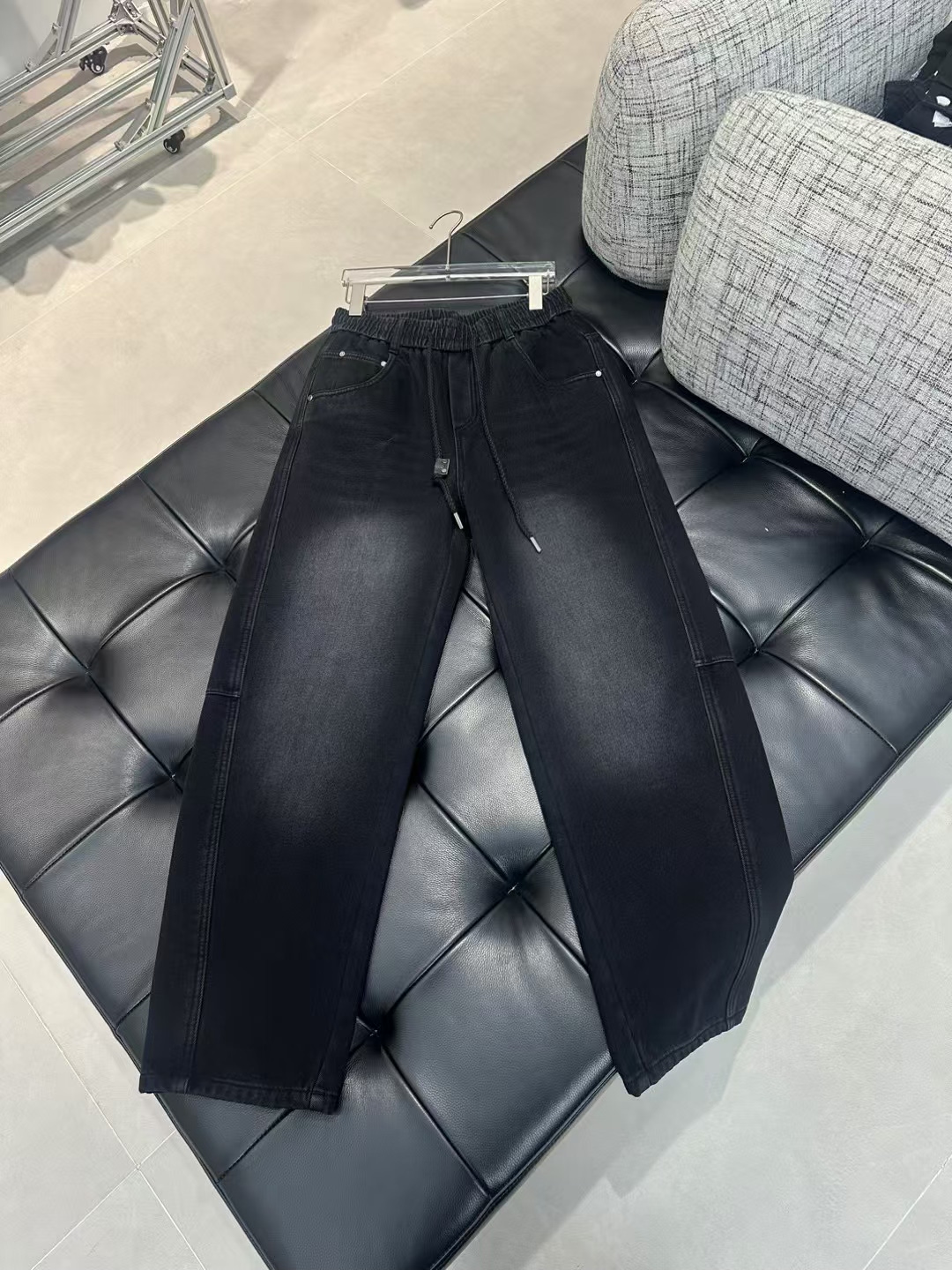 加绒牛仔裤男士2025秋冬季新款加厚宽松直筒弯刀裤休闲阔腿长裤子