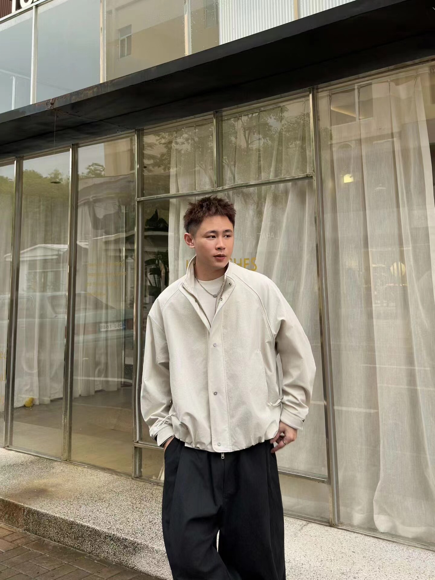 男士立领拉链夹克秋冬季宽松休闲外套潮流工装机车风春秋男装外穿