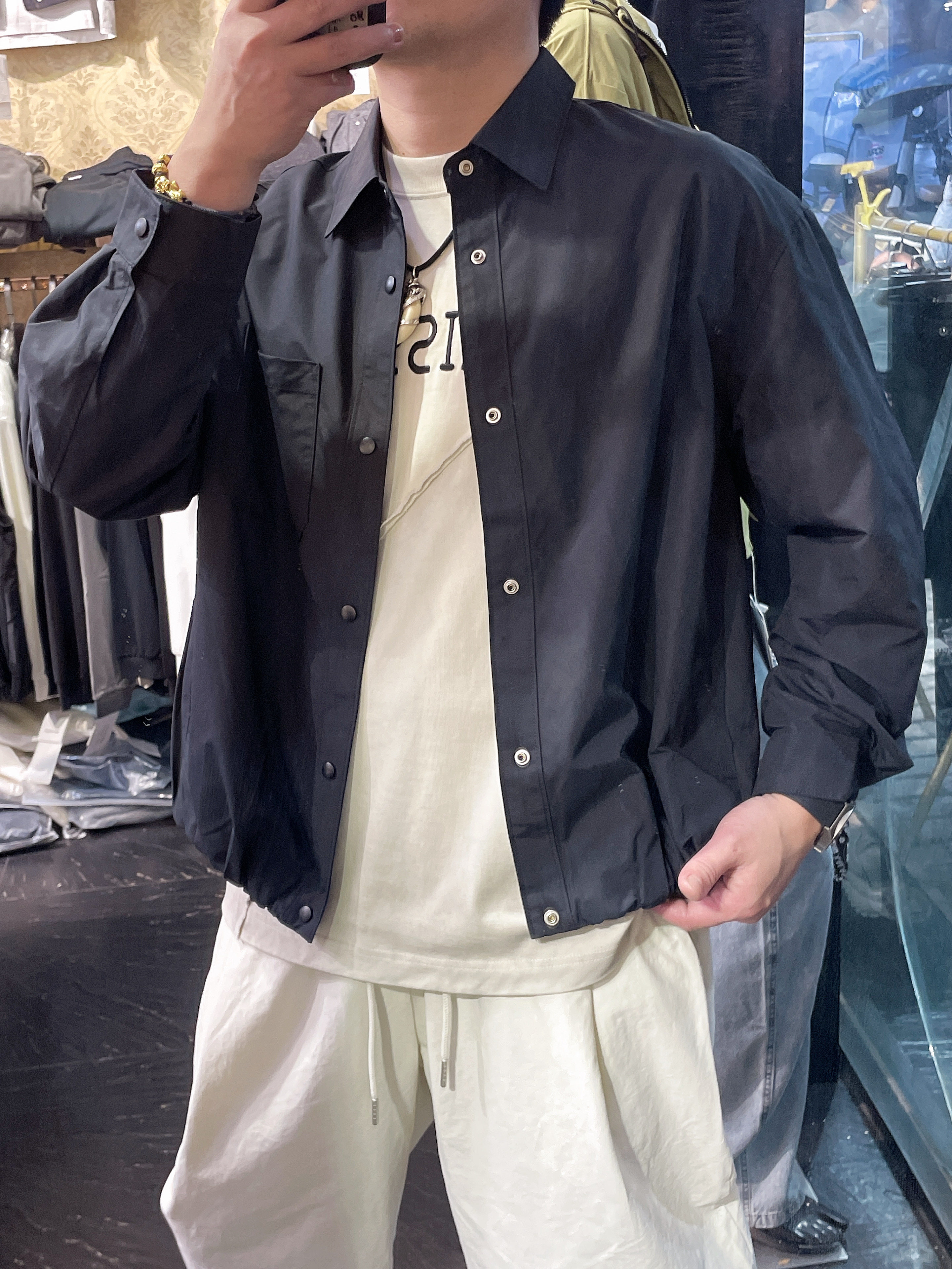 2026春夏男高级感纯色简约工装翻领夹克美式宽松百搭休闲通勤外套