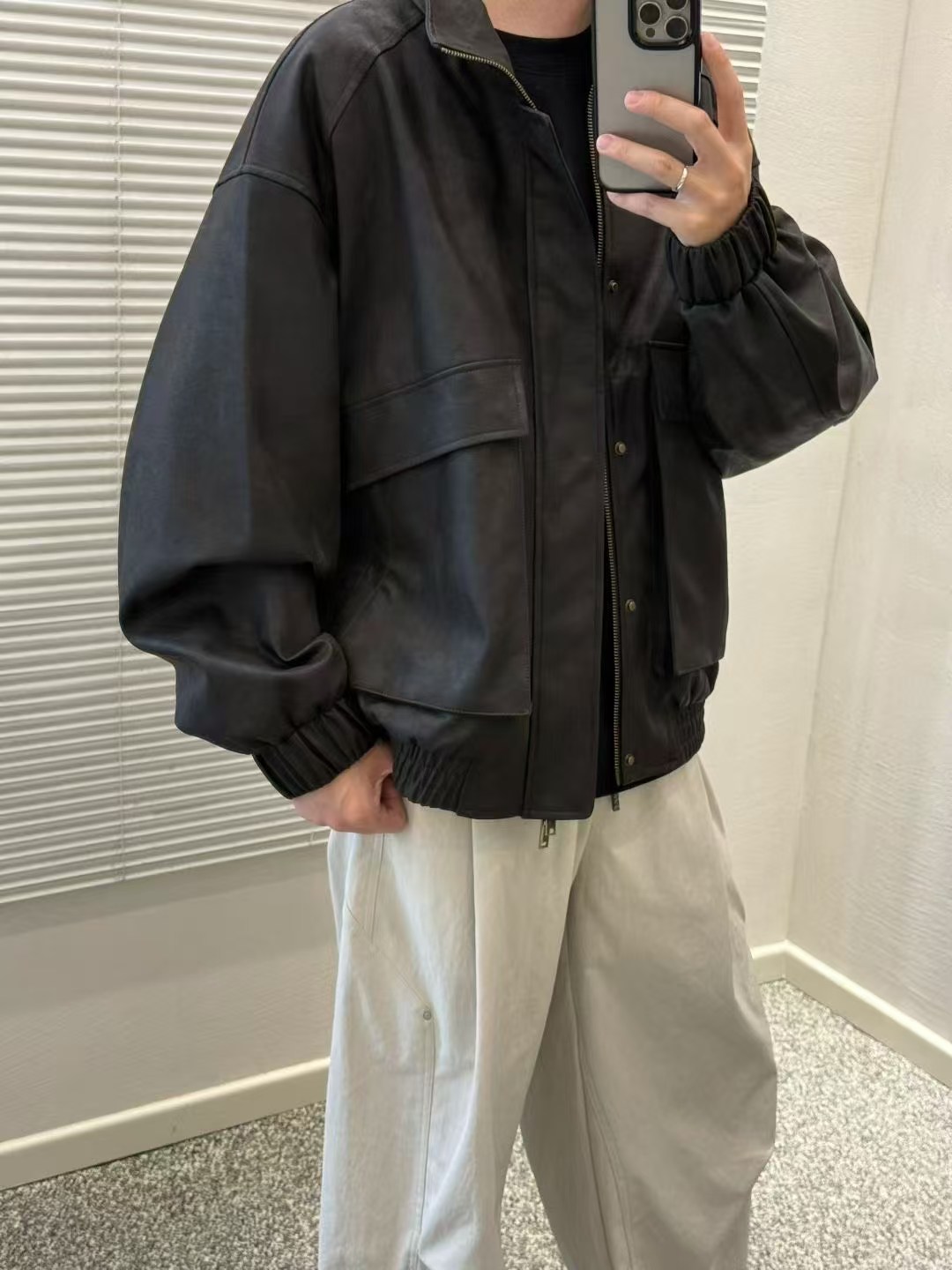 2025冬季PU皮衣羽绒服夹克痞帅工装复古男宽松休闲白鸭绒上衣外套