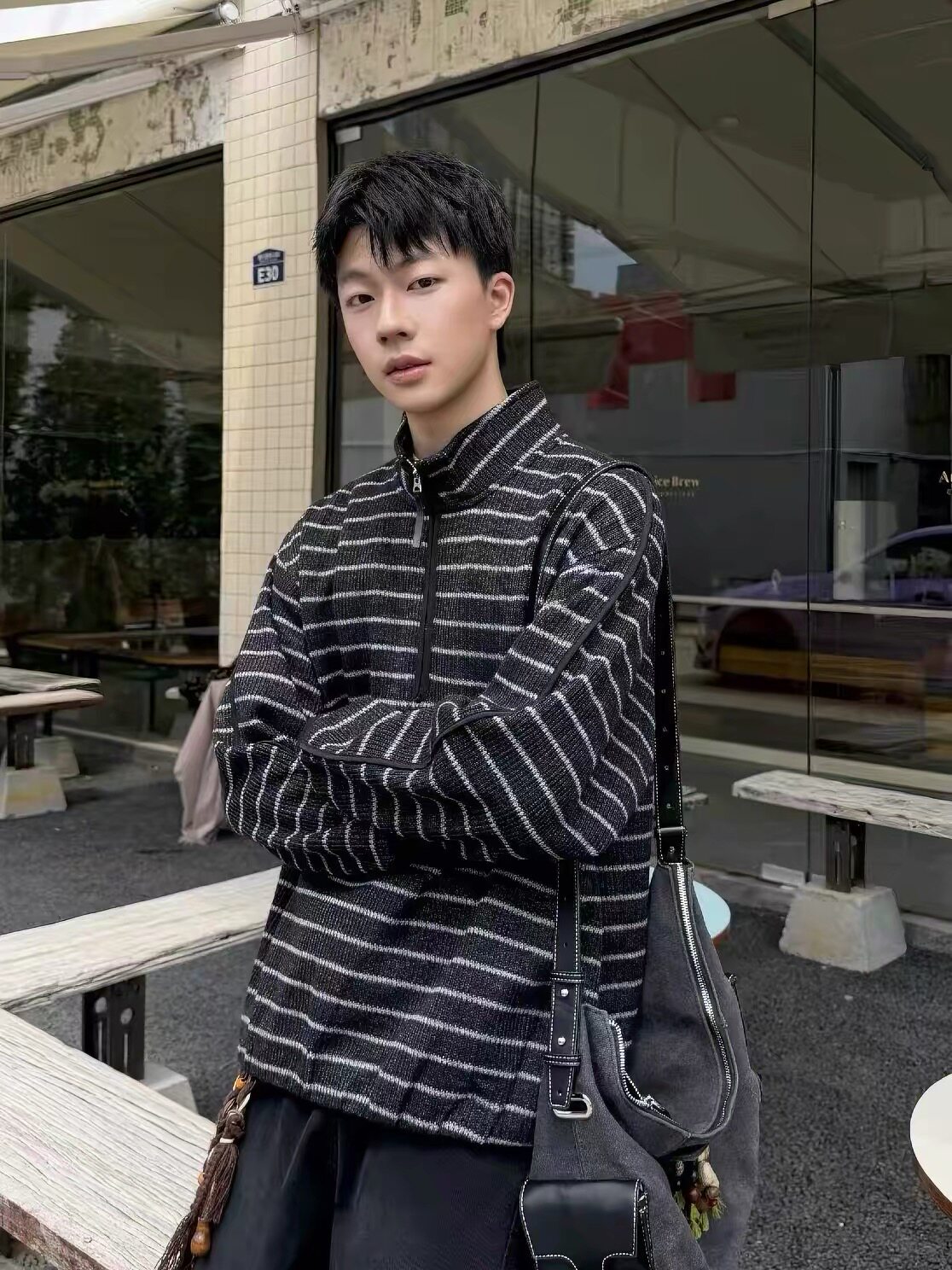 2026实体新款秋季男装休闲卫衣青年高街百搭潮流条纹卫衣潮流卫衣